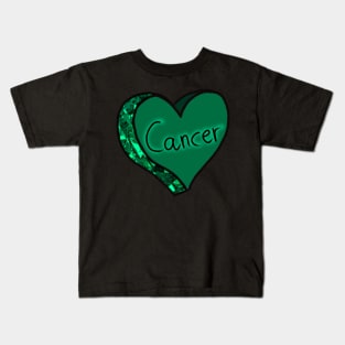 Emerald Green Cancer Star Sign Love Heart Kids T-Shirt